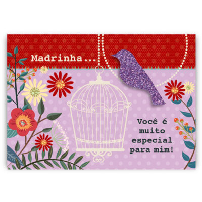Cartão Mix Madrinha Pássaro Fina Ideia 11x15,5cm com envelope