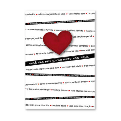 Cartão Artesanal Romântico Frases de Amor Fina Ideia 11x15,5cm com envelope