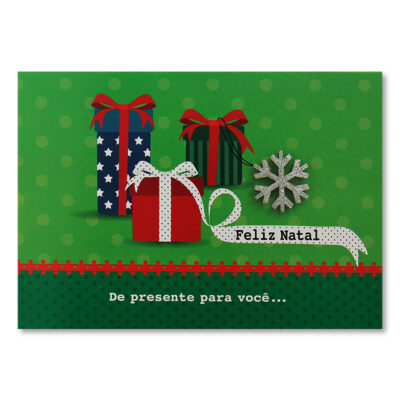 Cartão Mix Natal Caixas Presentes Fina Ideia 11x15,5cm com envelope