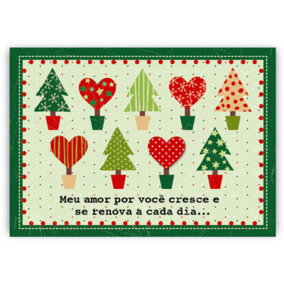 Cartão Mix Natal Coração Árvore Fina Ideia 11x15,5cm com envelope