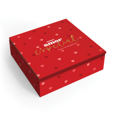 Caixa de Memórias Fina Ideia Amor Especial 18x18,3x5,5cm em MDF