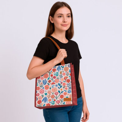 Bolsa Tote Fina Ideia Orgânica 36x26x11cm com bolso interno e zíper
