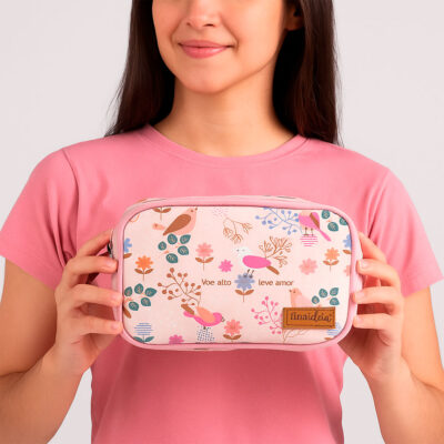 Estojo Box 100 Fina Ideia Leve Amor 21x14x9cm com divisória e 25 nichos elásticos