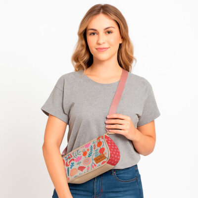 Necessaire com Alça Fina Ideia Orgânica 24x10x7cm com zíper e alça removível