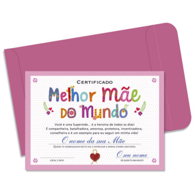 Alternative view of Cartão Certificado Melhor Mãe Letras Coloridas Fina Ideia 15x21cm com envelope
