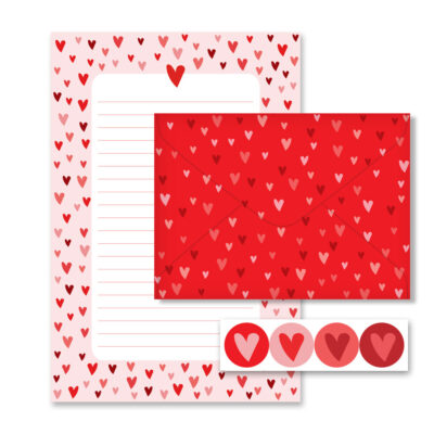 Alternative view of Papel de Carta Fina Ideia Corações 15,5x23cm – 4 unid. com envelopes e adesivos