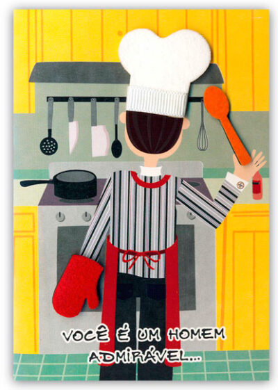 Cartão Artesanal Pai Cozinheiro Fina Ideia 11x15,5cm com envelope