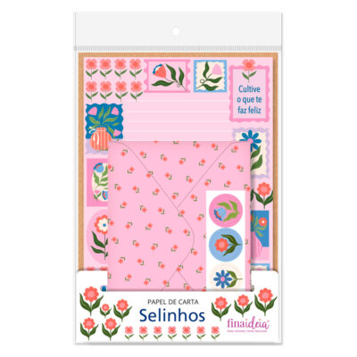 Papel de Carta Fina Ideia Selinhos 15,5x23cm – 4 unid. com envelopes e adesivos