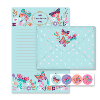 Alternative view of Papel de Carta Fina Ideia Borboletas no Jardim 15,5x23cm – 4 unid. com envelopes e adesivos
