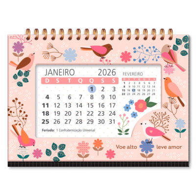 Calendário de Mesa 2026 Leve Amor Fina Ideia 18,5x13cm