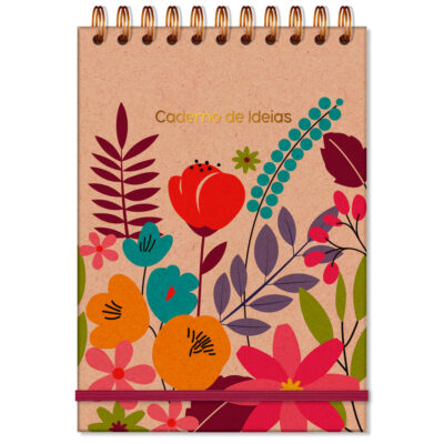 Caderno de Ideias Fina Ideia Floral Kraft 14,5x20,5cm 80 folhas 120g/m² capa dura