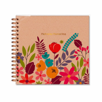 Álbum de Fotos G Fina Ideia Floral Kraft 21,8x23,5cm 30 folhas 180g/m² capa dura