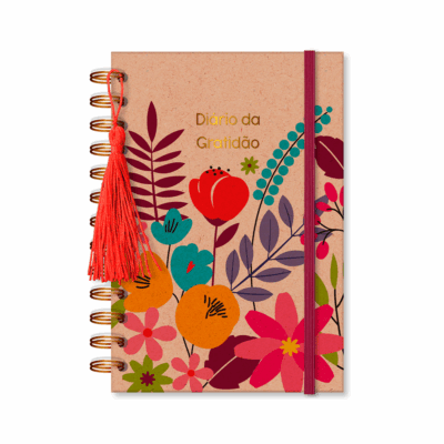 Diário da Gratidão Fina Ideia Floral Kraft 11,8x17,5cm 80 folhas capa dura