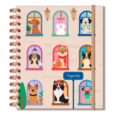 Agenda Semanal M 2026 Fina Ideia Cachorro na Janela 16,5 × 19,5 cm 80 folhas Capa Dura