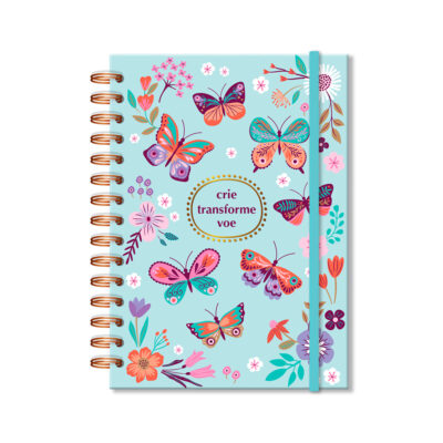 Planner Diário Fina Ideia Borboletas no Jardim 14,5x20,5cm 80 folhas capa dura