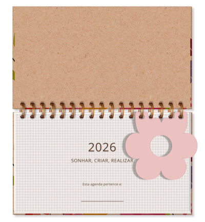 Alternative view of Agenda Semanal Mini 2026 Fina Ideia Floral Kraft 8,5 × 15 cm 80 folhas Capa Dura
