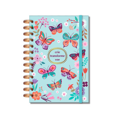 Planner Permanente P Fina Ideia Borboletas no Jardim 11,8x17,5cm 105 folhas capa protetora
