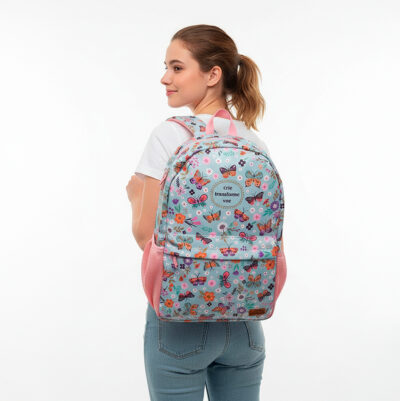 Mochila Fina Ideia Borboletas no Jardim 43x29x12cm