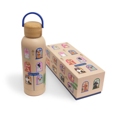 Garrafa Térmica Fina Ideia Cachorro na Janela 500ml aço inox