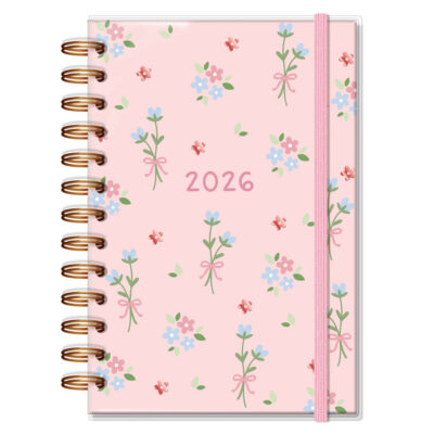 Agenda Diária M 2026 Fina Ideia Laços e Afetos by Sof 11,8x16,8 cm 168 Folhas capa protetora