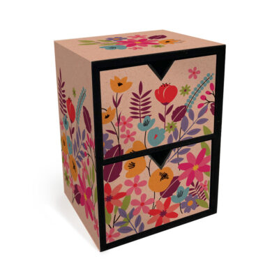 Gaveteiro Fina Ideia Floral Kraft 19x14x12cm em MDF