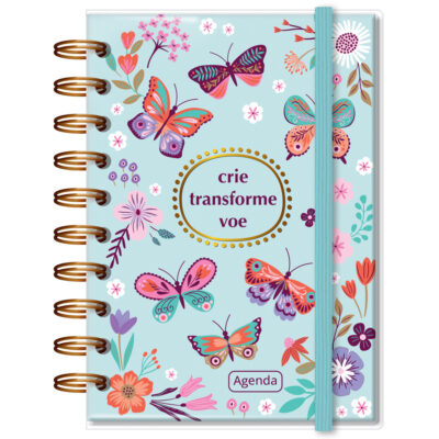 Agenda Diária P 2026 Fina Ideia Borboletas no Jardim 9,5x13,5 cm 168 Folhas capa protetora
