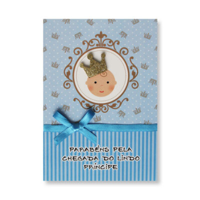 Cartão Artesanal Nascimento Príncipe Fina Ideia 11x15,5cm com envelope