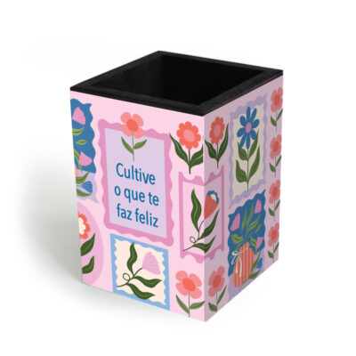 Porta-lápis Fina Ideia Selinhos 7x7x10cm em MDF