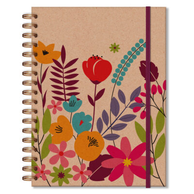 Caderno Folhas Removíveis Fina Ideia Floral Kraft 16,5x23,2cm 80 folhas 90g/m² capa dura