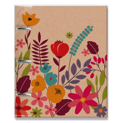 Caderno Argolado Floral Kraft Fina Ideia 16,5x23,2cm 80 folhas capa protetora