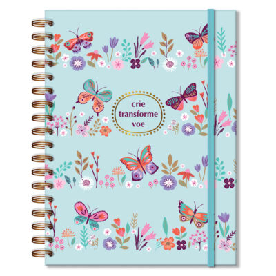 Caderno Folhas Removíveis Fina Ideia Borboletas no Jardim 16,5x23,2cm 80 folhas 90g/m² capa dura