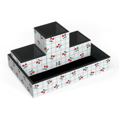 Organizador de Mesa Fina Ideia Cereja com 4 peças em MDF