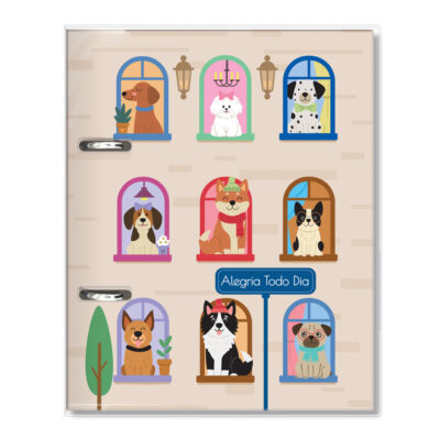 Caderno Argolado P A5 Fina Ideia Cachorro na Janela 14,5x20,5cm 80 folhas pautadas capa protetora
