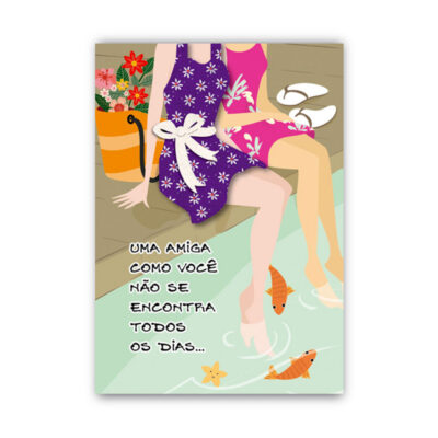 Cartão Artesanal Amizade Amiga Especial Fina Ideia 11x15,5cm com envelope