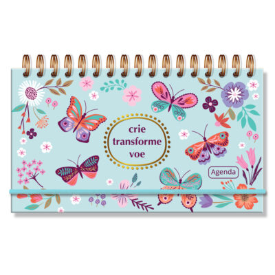 Agenda Semanal Mini 2026 Fina Ideia Borboletas no Jardim 8,5 × 15 cm 80 folhas Capa Dura