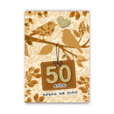 Cartão Artesanal Coração Ouro 50 Anos Fina Ideia 11x15,5cm com envelope