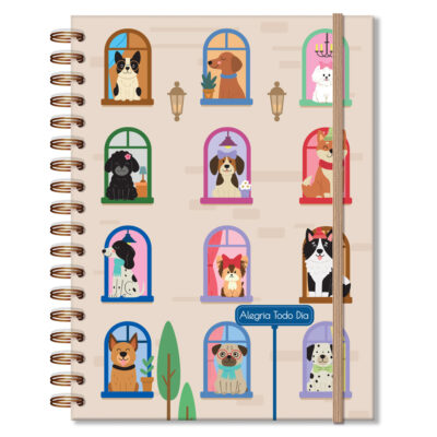 Caderno Folhas Removíveis Fina Ideia Cachorro na Janela 16,5x23,2cm 80 folhas 90g/m² capa dura