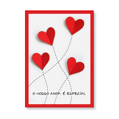 Cartão Artesanal Romântico Coração Dobrado Fina Ideia 11x15,5cm com envelope