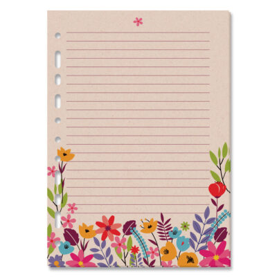 Refil Decorado Caderno Argolado Colegial Fina Ideia Floral Kraft 30 folhas 90g