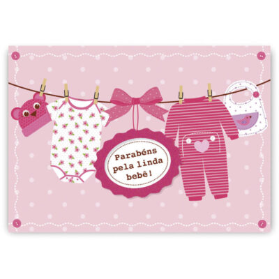 Cartão Mix Nascimento Bebê Varal Menina Fina Ideia 11x15,5cm com envelope