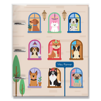 Caderno Argolado Planner Fina Ideia Cachorro na Janela 16,2x23,5cm 103 folhas capa protetora