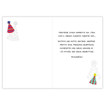 Alternative view of Cartão Artesanal Aniversário Chapéus Fina Ideia 11x15,5cm com envelope