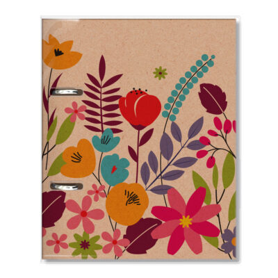 Caderno Argolado P A5 Fina Ideia Floral Kraft 14,5x20,5cm 80 folhas pautadas capa protetora