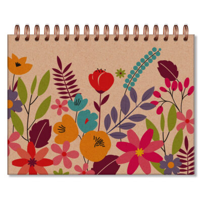 Caderno de Criação Fina Ideia Floral Kraft 23,5x17,5cm 30 folhas pretas 180g/m² capa dura