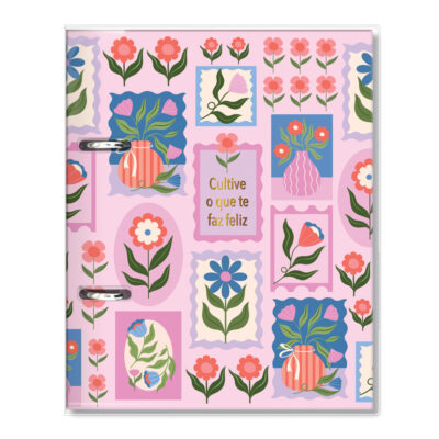 Caderno Argolado P A5 Fina Ideia Selinhos 14,5x20,5cm 80 folhas pautadas capa protetora
