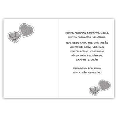 Alternative view of Cartão Artesanal 25 Anos Prata Fina Ideia 11×15,5cm com envelope