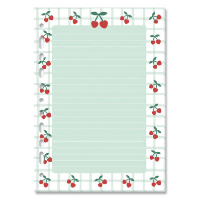 Refil Decorado Caderno Argolado Colegial Fina Ideia Cereja 30 folhas 90g