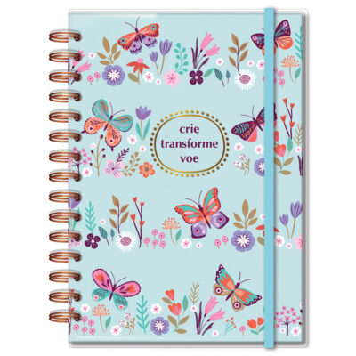 Planner Permanente M Fina Ideia Borboletas no Jardim 13,4x20,5cm 105 folhas capa protetora