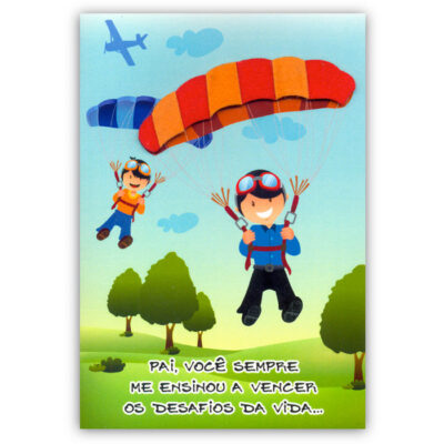 Cartão Artesanal Pai Paraquedas Fina Ideia 11x15,5cm com envelope