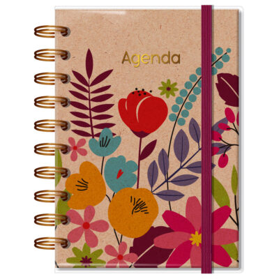 Agenda Diária P 2026 Fina Ideia Floral Kraft 9,5x13,5 cm 168 Folhas capa protetora